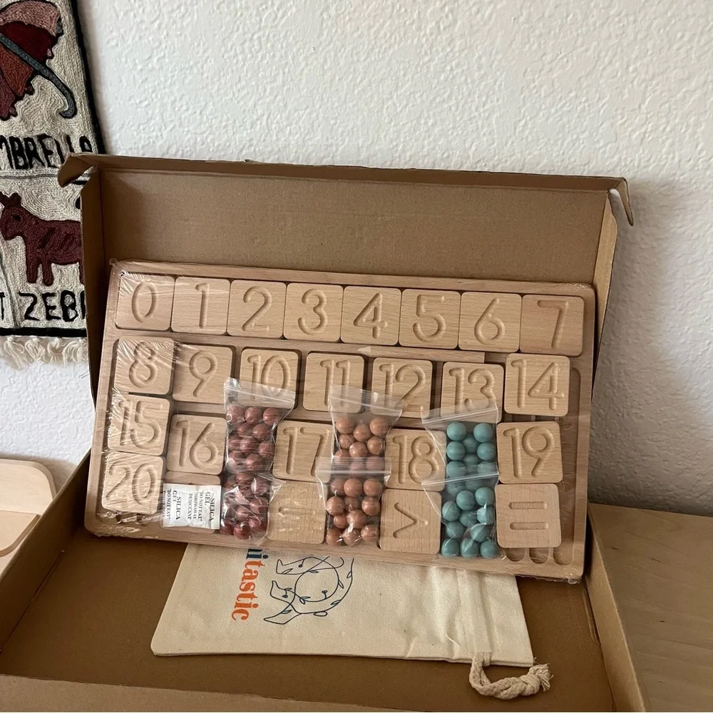 NIB Montessori Wooden Number Blocks Math Learning Toy Set
